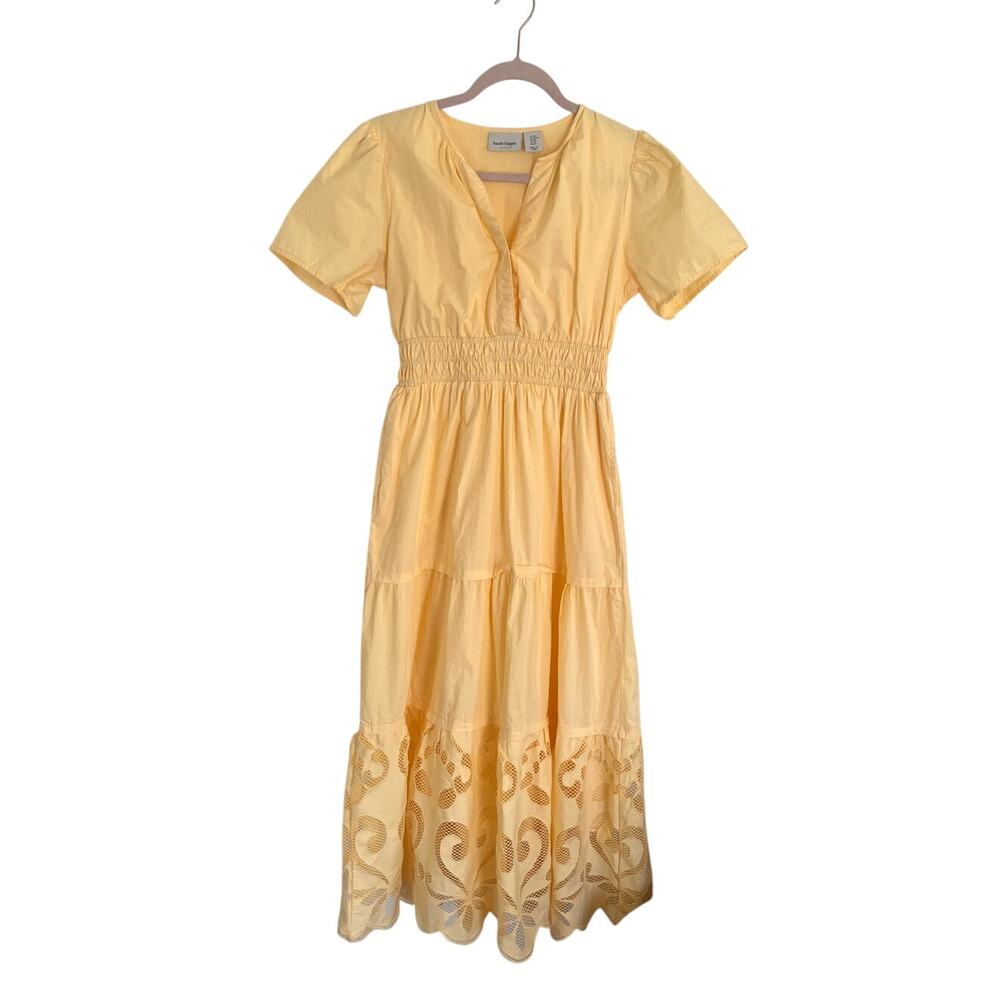 Haute Hippie Sunshine Yellow Maxi Dress Embroidered Hem XS